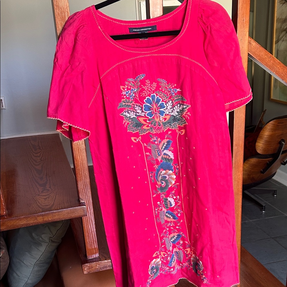 French Connection shocking pink Floral Embroidered Summer dress